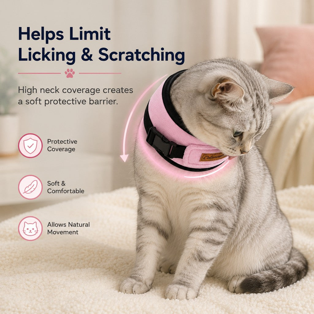 Fleece Cat Recovery Collar – Soft Anti-Lick Wrap