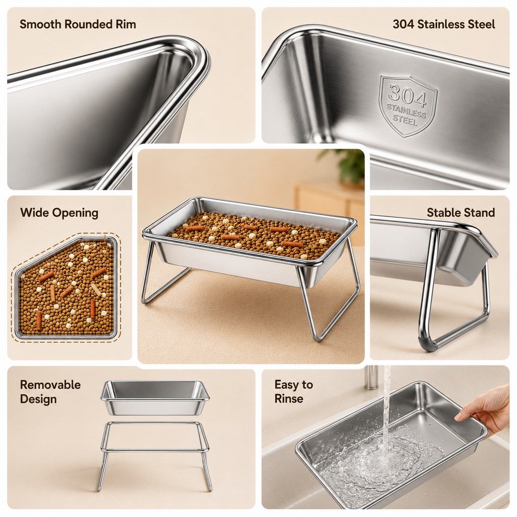 Elevated Stainless Steel Pet Bowl – Anti-Tip Stand