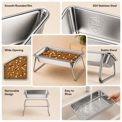 Elevated Stainless Steel Pet Bowl – Anti-Tip Stand