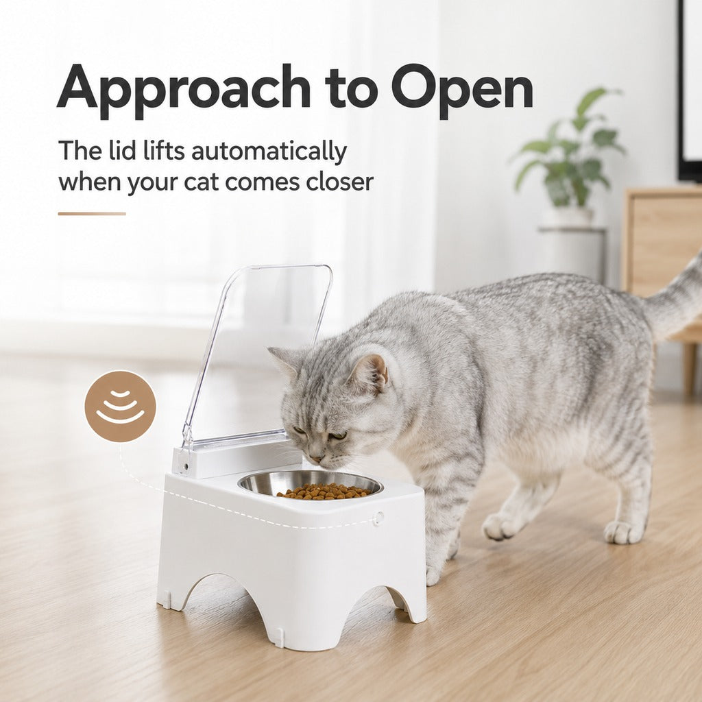 Smart Auto-Opening Cat Bowl – Dustproof, Fresher Food