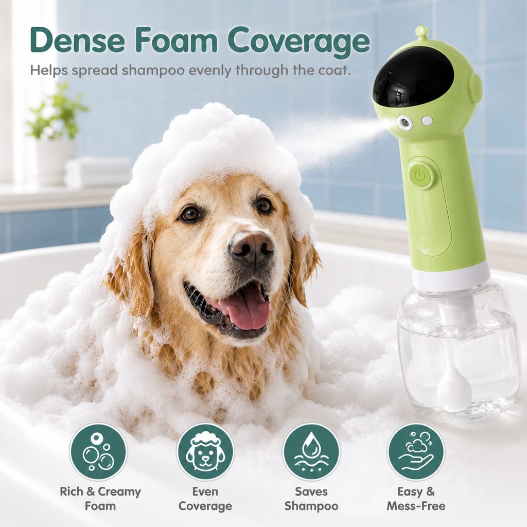 Pet Bath Foam Sprayer – Dense Bubbles, Less Scrubbing