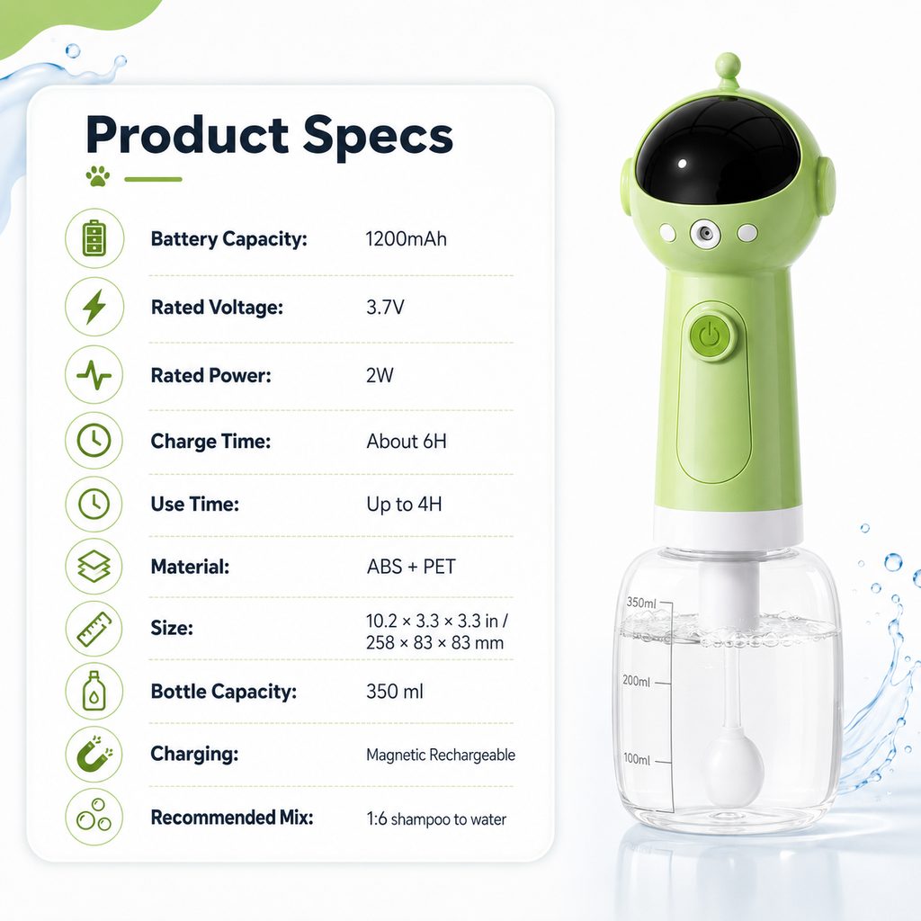 Pet Bath Foam Sprayer – Dense Bubbles, Less Scrubbing