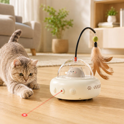 Automatic UFO Cat Toy – Laser, Feather & Catnip Play