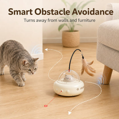 Automatic UFO Cat Toy – Laser, Feather & Catnip Play