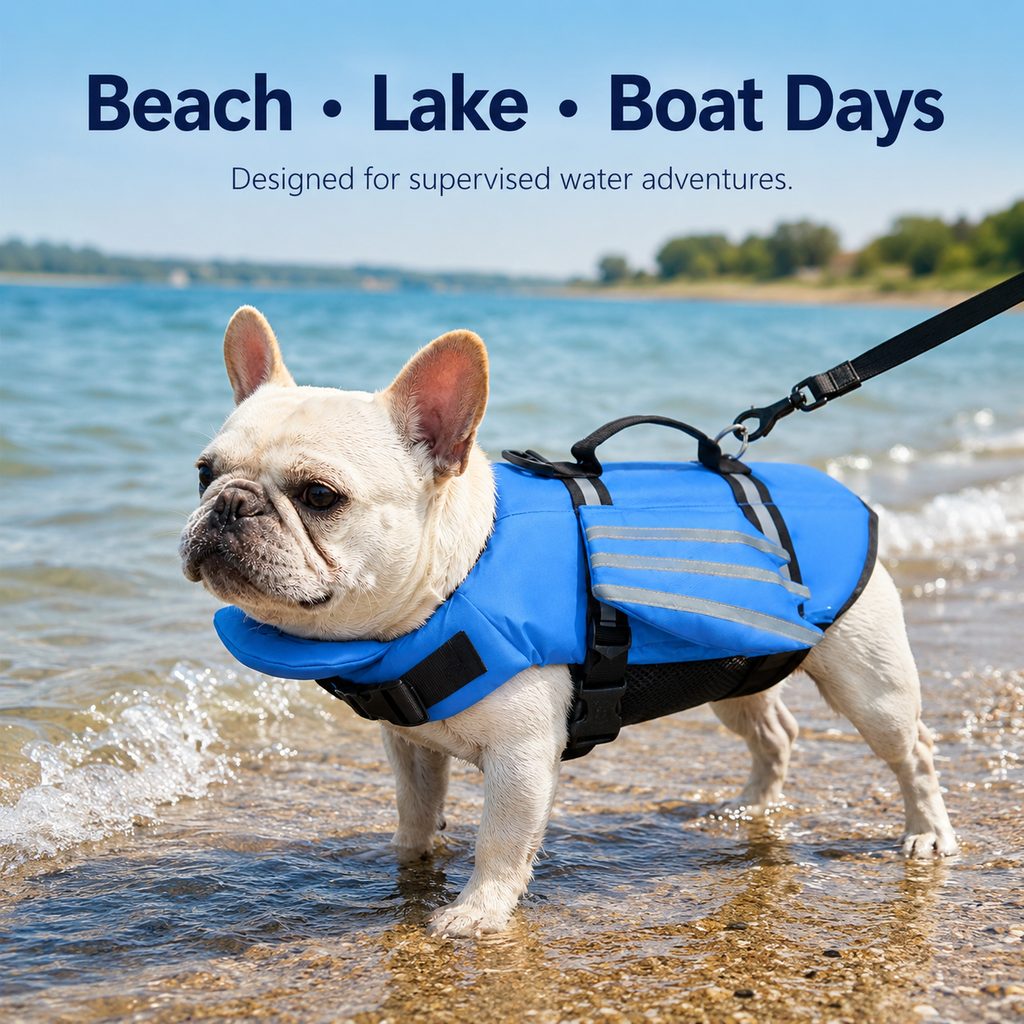 Frenchie Dog Life Jacket – Chin Float for Safe Swims