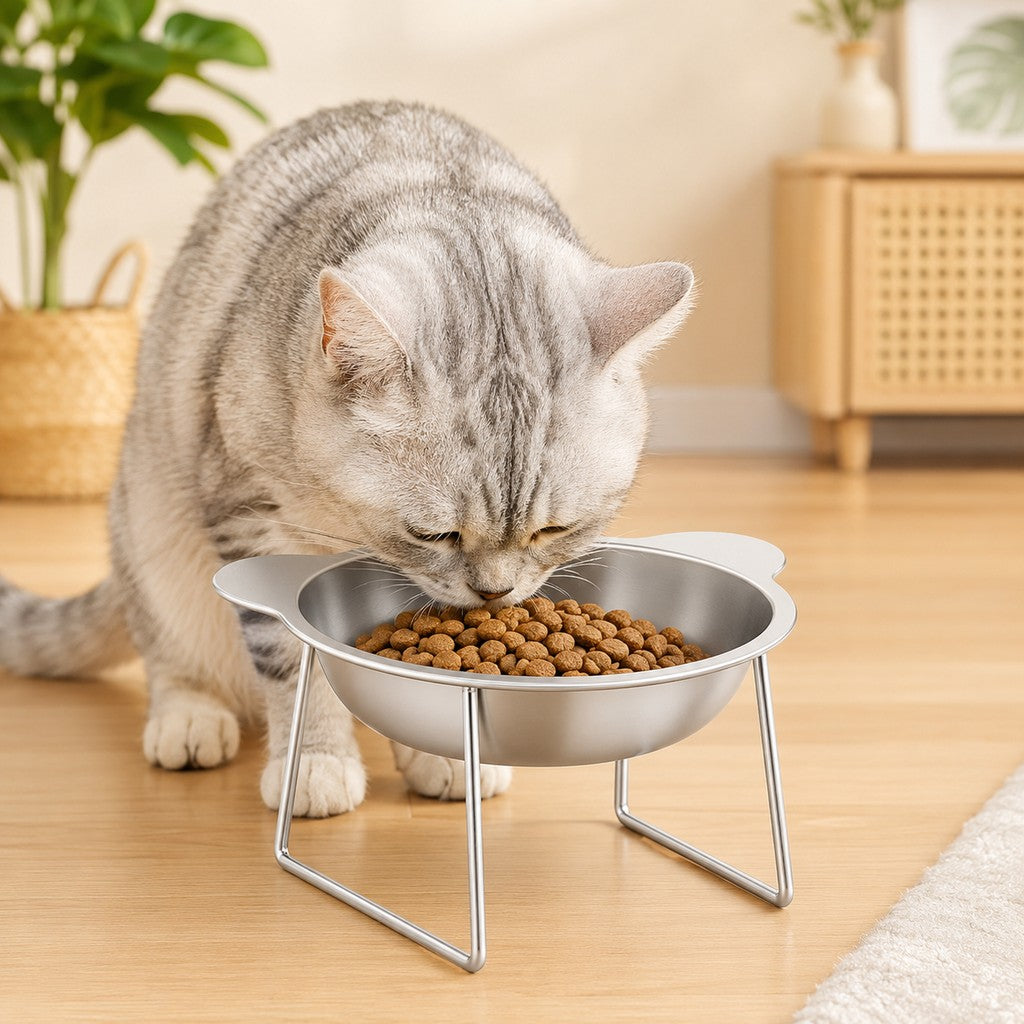 Elevated Stainless Steel Pet Bowl – Anti-Tip Stand