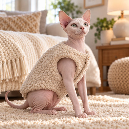 Cat Turtleneck Sweater & Sherpa Vest – Warm Layers