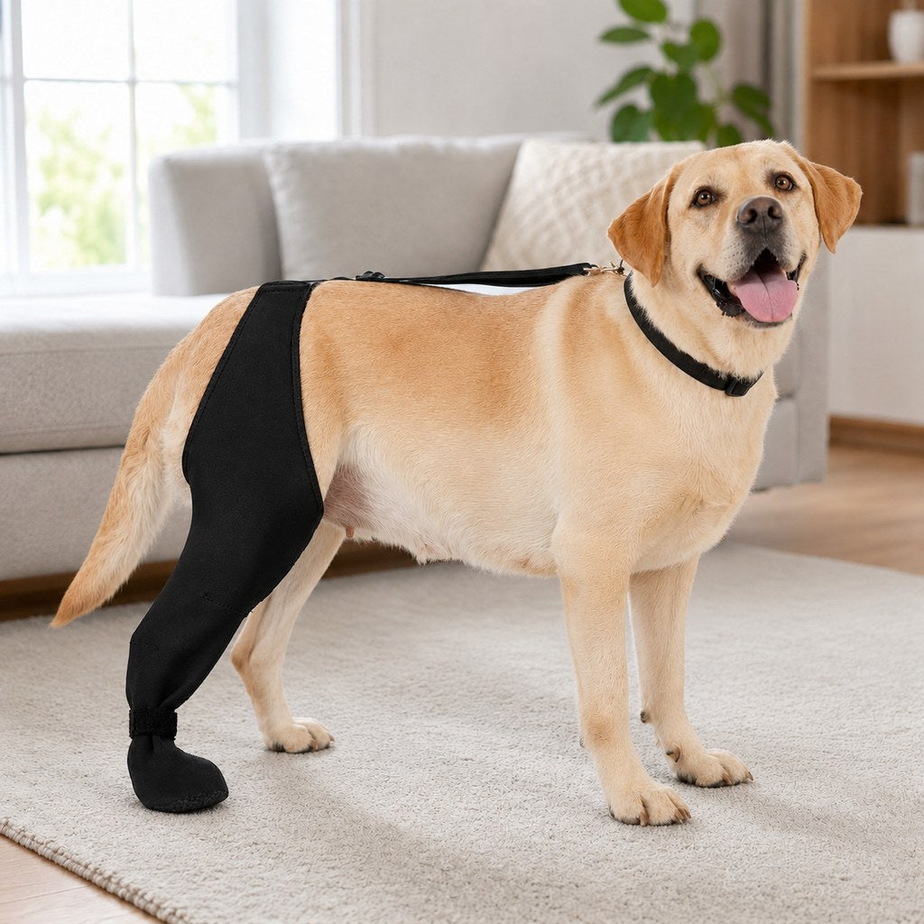 Rear Leg Recovery Sleeve with Paw Cover – Limits Licking