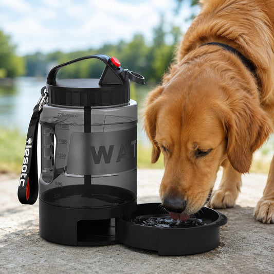 2.2L Dog Travel Water Bottle – Pull-Out Bowl