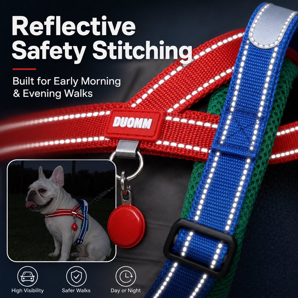 No-Choke Frenchie Harness & Leash Set – Reflective Control