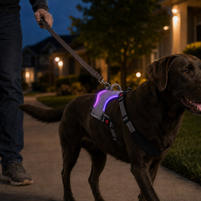 Rechargeable LED Dog Harness – Glow for Night Walks