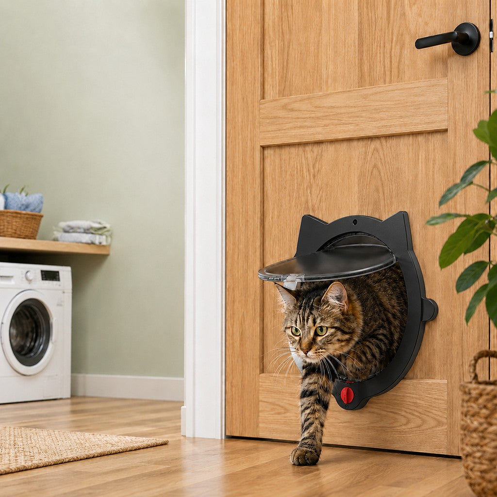 4-Way Locking Cat Door – No More Door Scratching