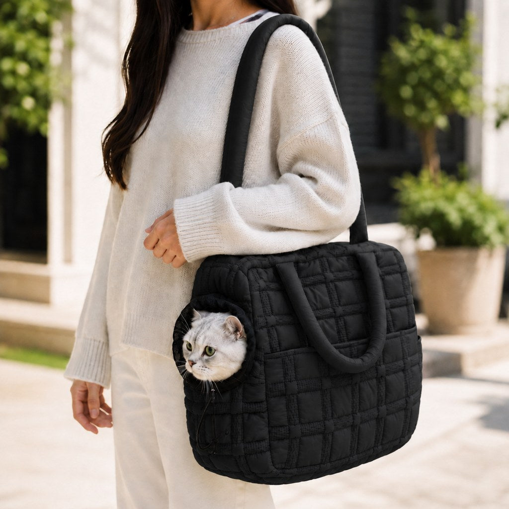 Quilted Pet Carrier Tote – Hand & Shoulder Carry