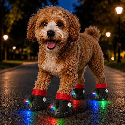 Step-Activated RGB Dog Boots – Light-Up Night Walks