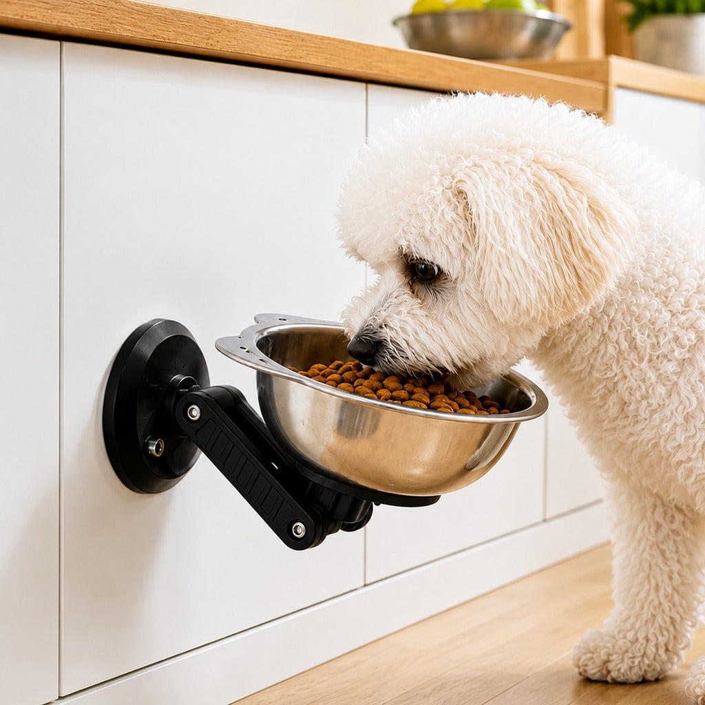 No-Drill Wall-Mounted Pet Bowl – Cleaner Floors