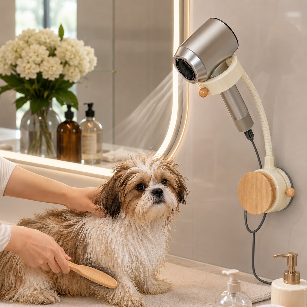 Hands-Free Pet Hair Dryer Holder – 360° Flexible Arm