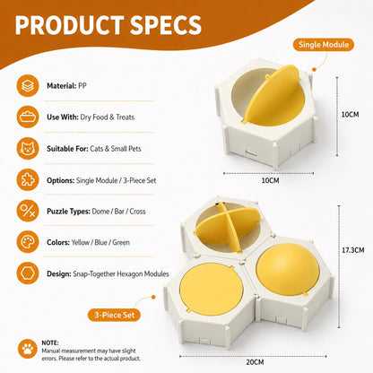 Hexagon Cat Puzzle Feeder – Slow Feeding Enrichment