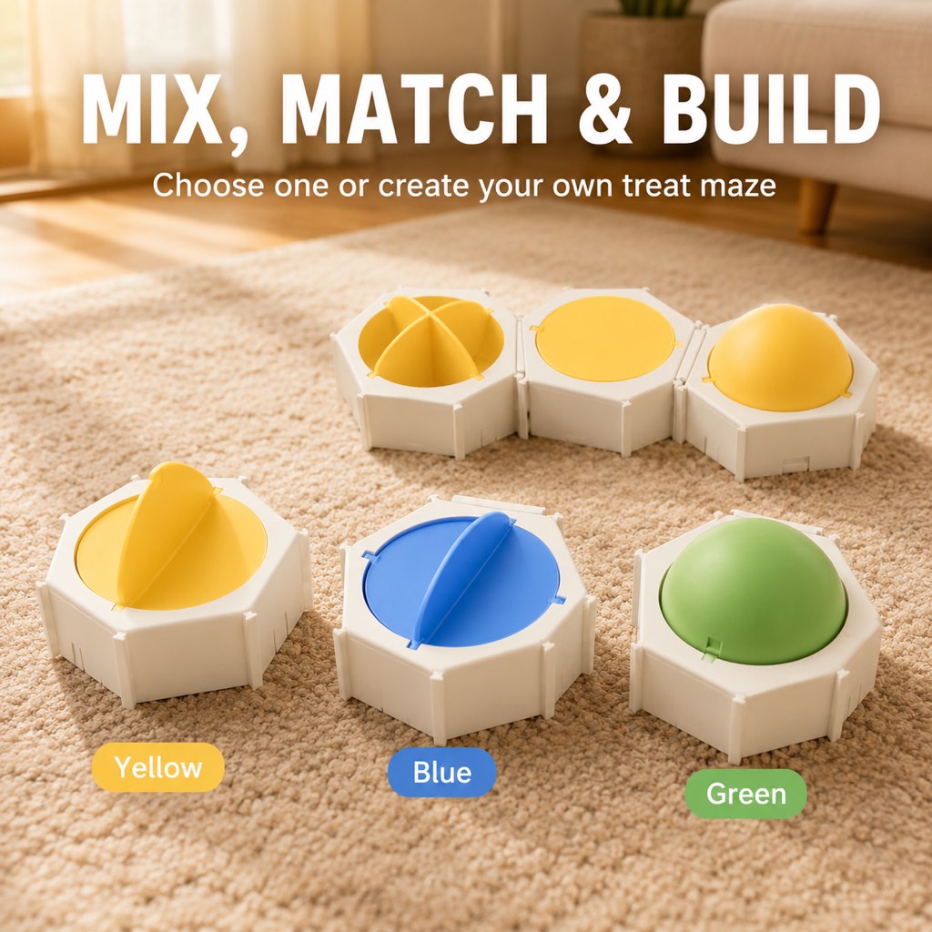 Hexagon Cat Puzzle Feeder – Slow Feeding Enrichment