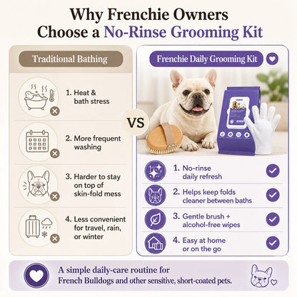 Frenchie Grooming Kit – Brush & Rinse-Free Cleaning Gloves