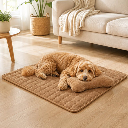 Plush Pet Bed Mat – Detachable Bone Pillow
