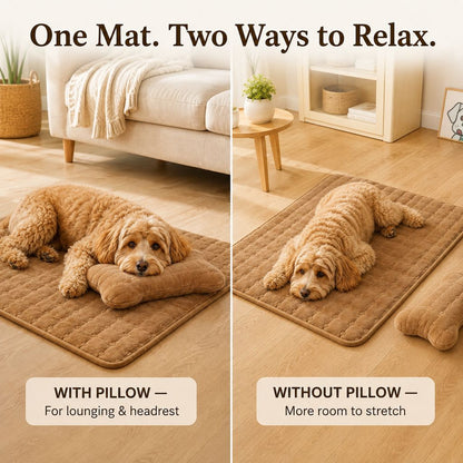 Plush Pet Bed Mat – Detachable Bone Pillow
