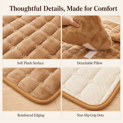 Plush Pet Bed Mat – Detachable Bone Pillow