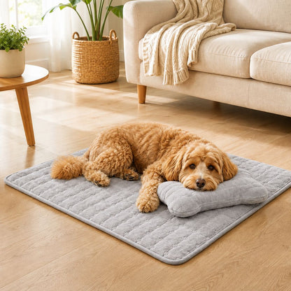 Plush Pet Bed Mat – Detachable Bone Pillow
