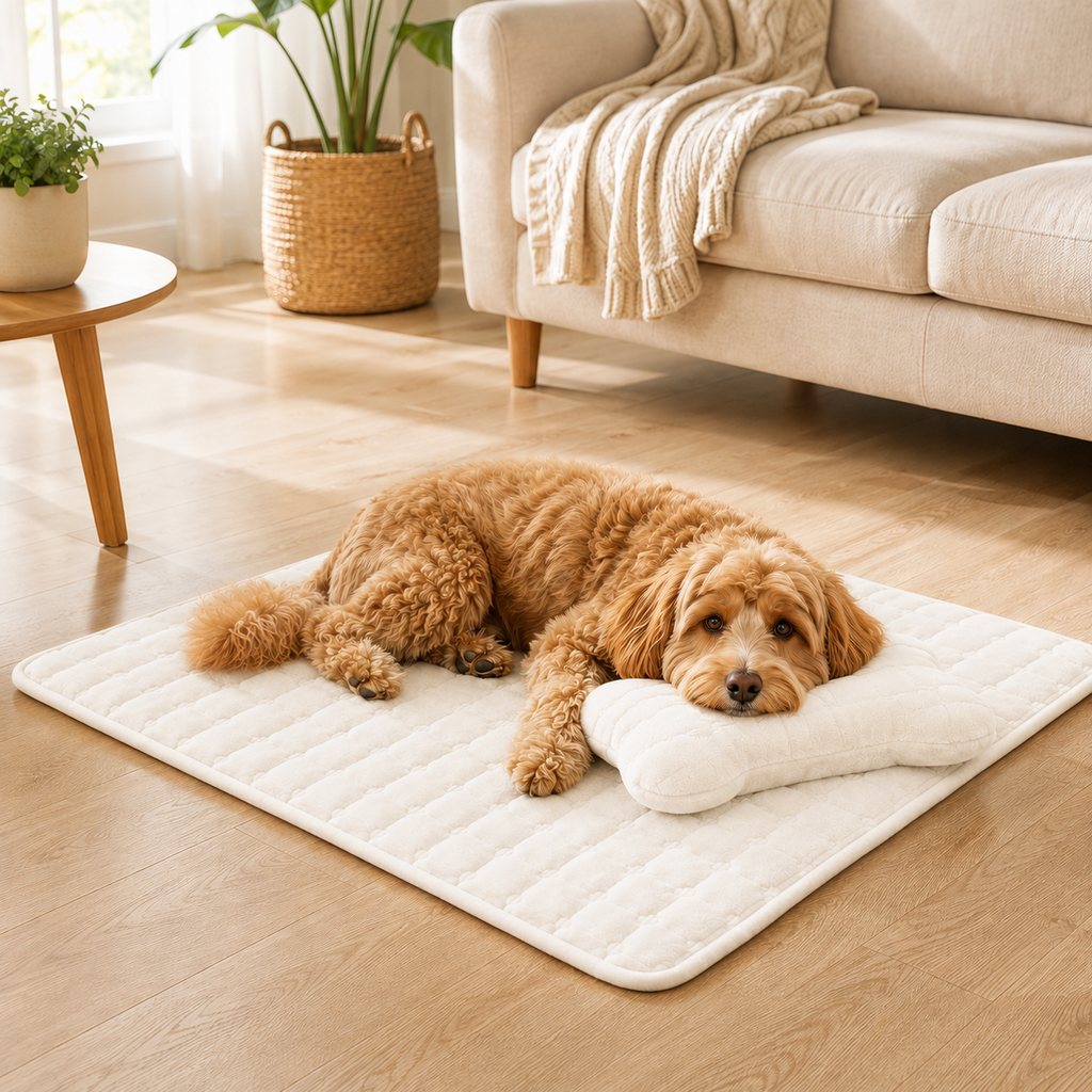 Plush Pet Bed Mat – Detachable Bone Pillow