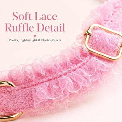Lace Dog Harness, Collar & Leash Set – 3-Piece Ruffle
