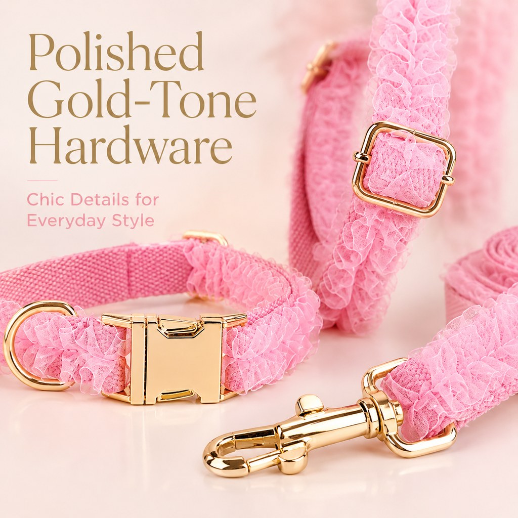Lace Dog Harness, Collar & Leash Set – 3-Piece Ruffle