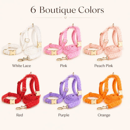Lace Dog Harness, Collar & Leash Set – 3-Piece Ruffle