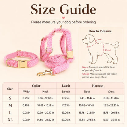 Lace Dog Harness, Collar & Leash Set – 3-Piece Ruffle