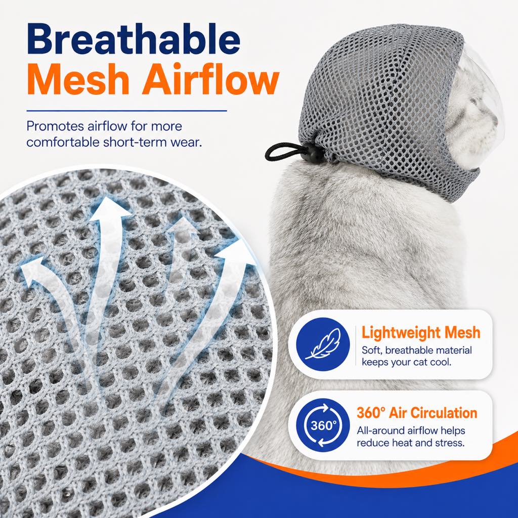 Breathable Cat Grooming Muzzle – Bite-Free Baths & Trims