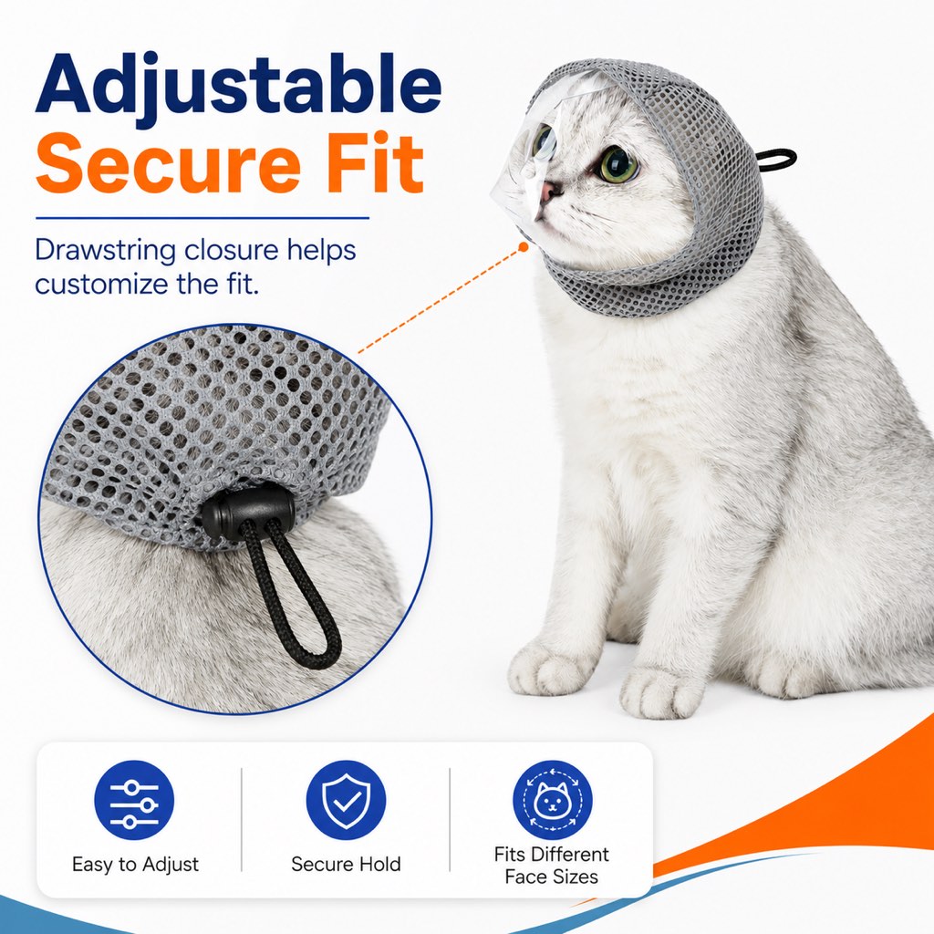 Breathable Cat Grooming Muzzle – Bite-Free Baths & Trims