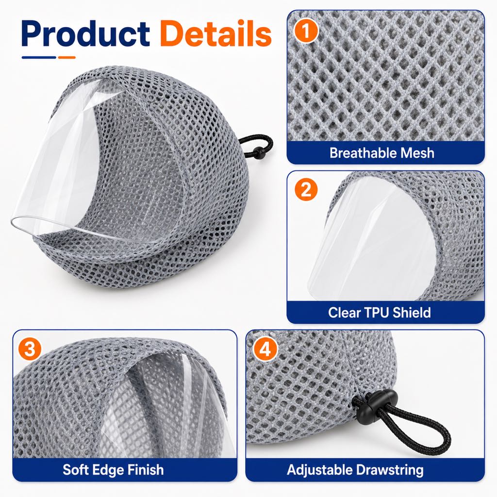 Breathable Cat Grooming Muzzle – Bite-Free Baths & Trims