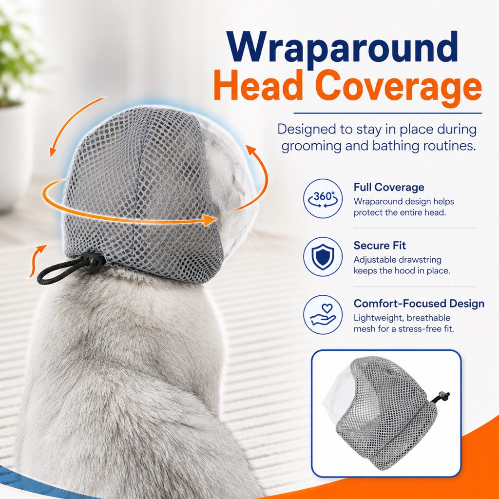 Breathable Cat Grooming Muzzle – Bite-Free Baths & Trims