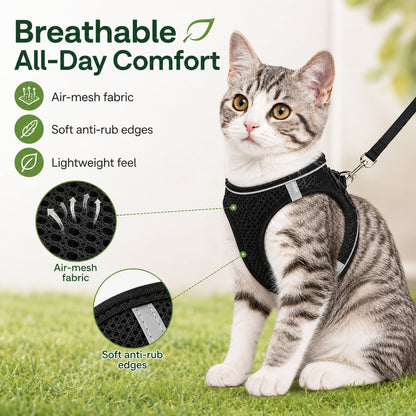 Escape-Resistant Cat Harness & Leash – Step-In Vest
