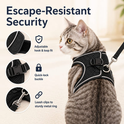 Escape-Resistant Cat Harness & Leash – Step-In Vest