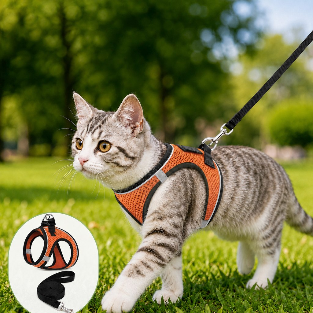 Escape-Resistant Cat Harness & Leash – Step-In Vest