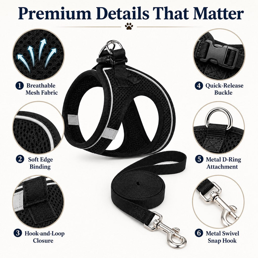 Escape-Resistant Cat Harness & Leash – Step-In Vest