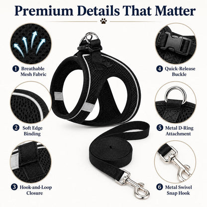 Escape-Resistant Cat Harness & Leash – Step-In Vest