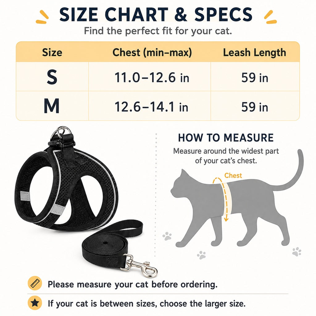 Escape-Resistant Cat Harness & Leash – Step-In Vest