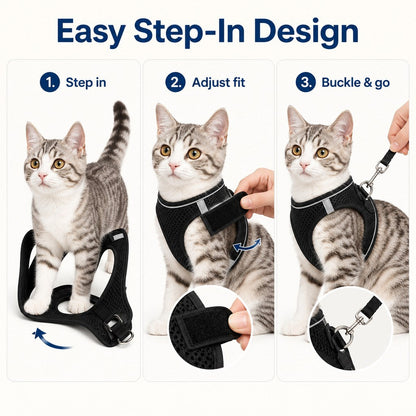 Escape-Resistant Cat Harness & Leash – Step-In Vest