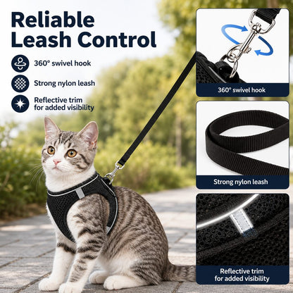 Escape-Resistant Cat Harness & Leash – Step-In Vest