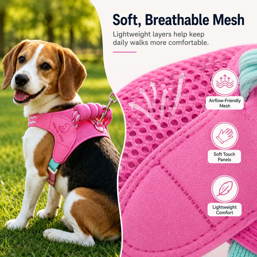Padded Dog Harness & Leash Set – Easy Control