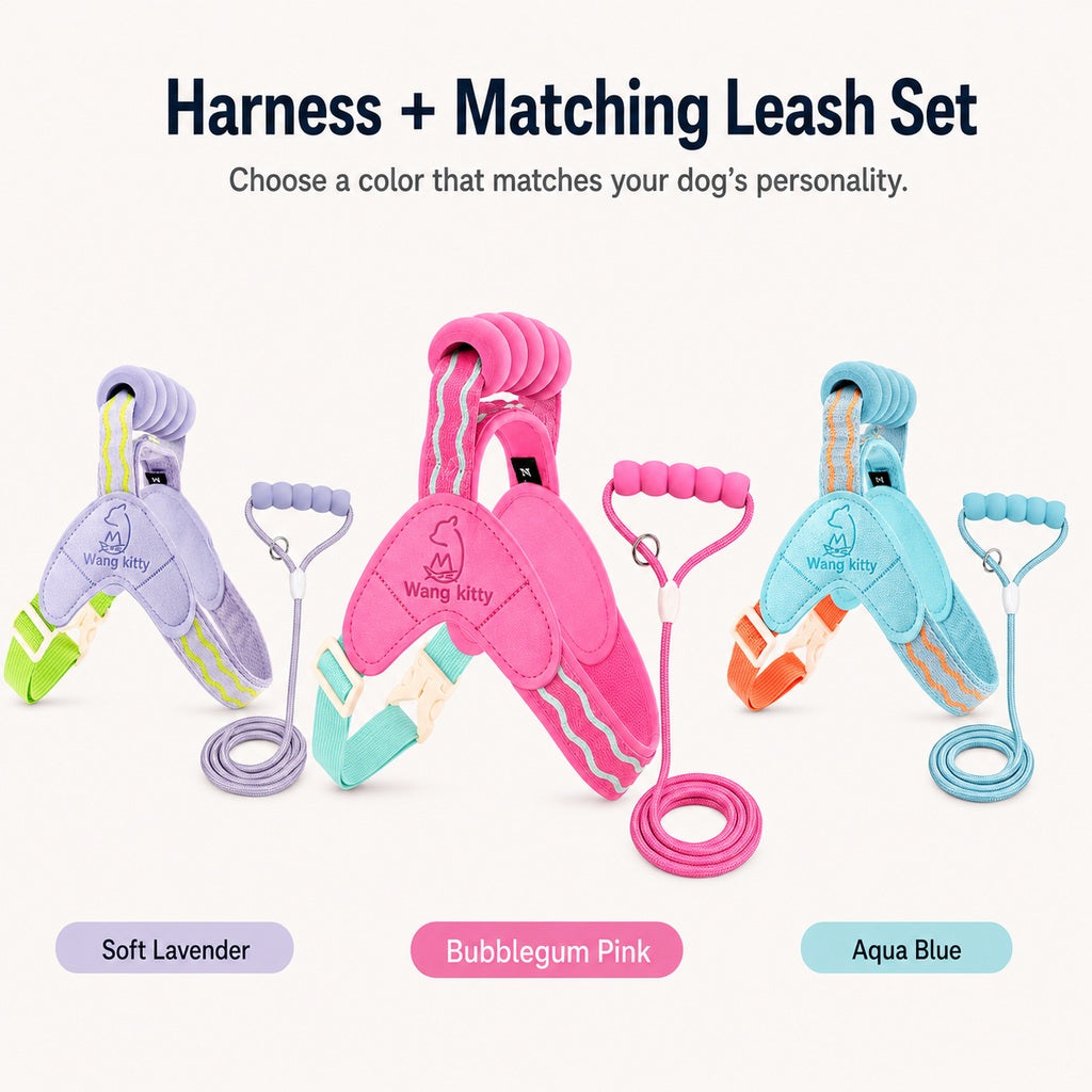 Padded Dog Harness & Leash Set – Easy Control