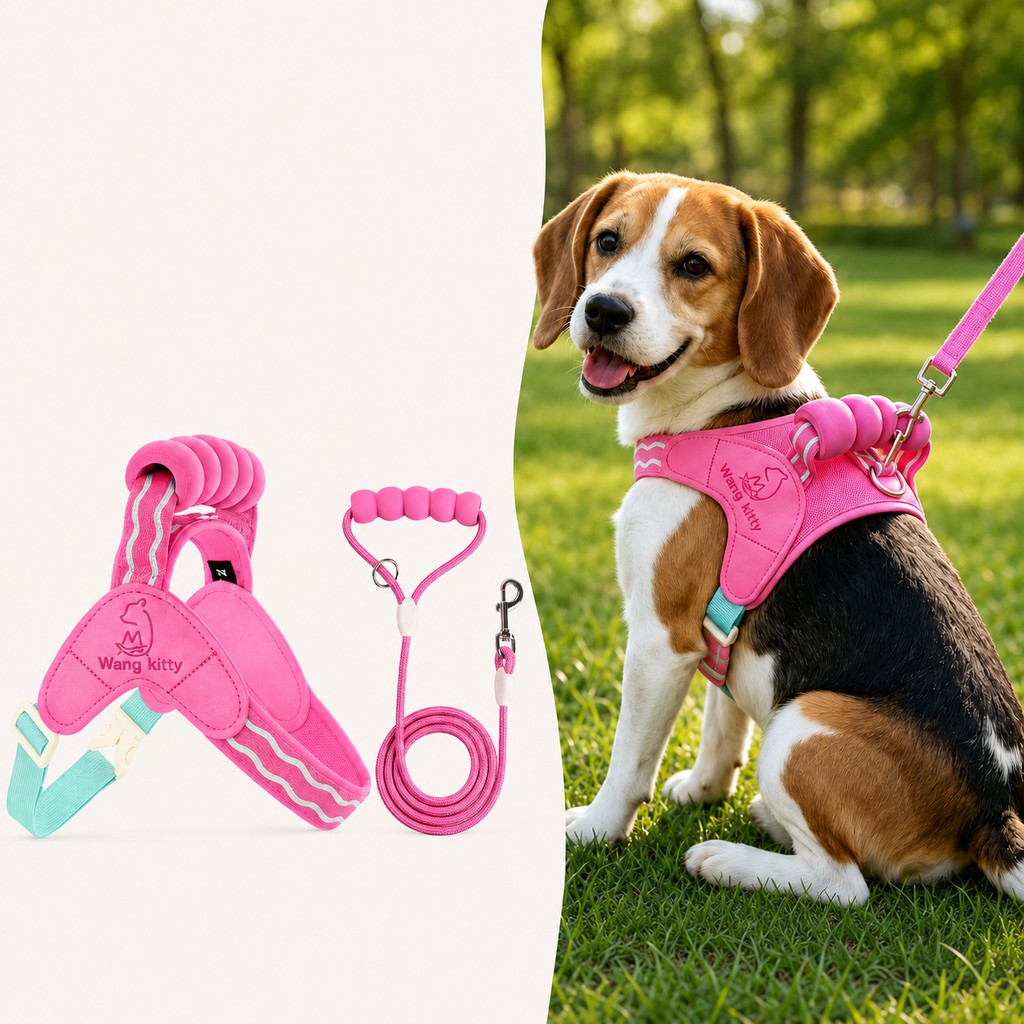 Padded Dog Harness & Leash Set – Easy Control