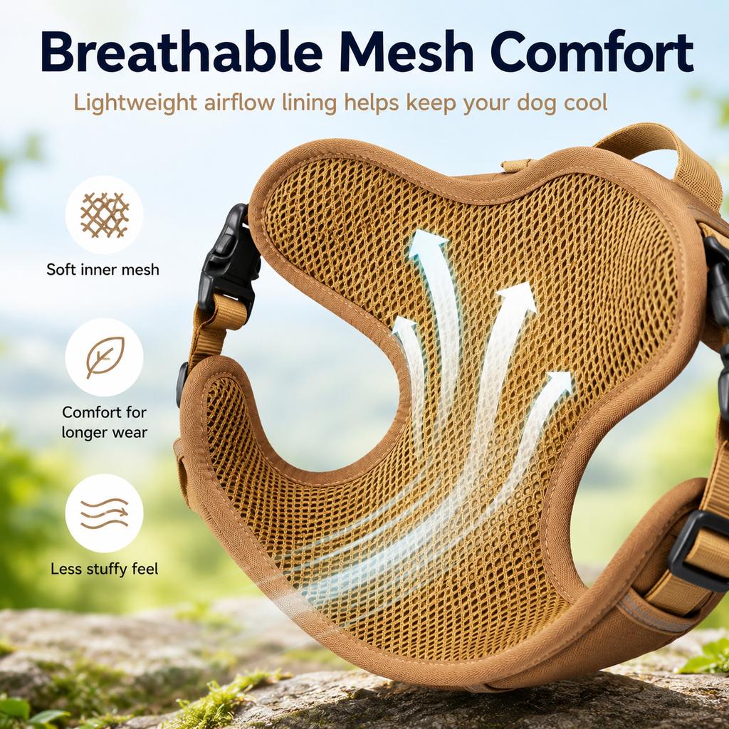 Tactical Dog Harness with Pouch – Breathable Control