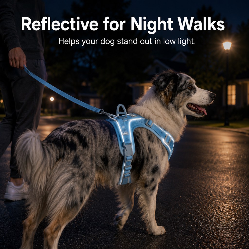 Reflective No-Pull Dog Harness – Safe Night Walks