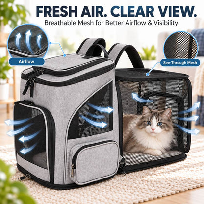 Expandable Pet Carrier Backpack – Breathable Mesh